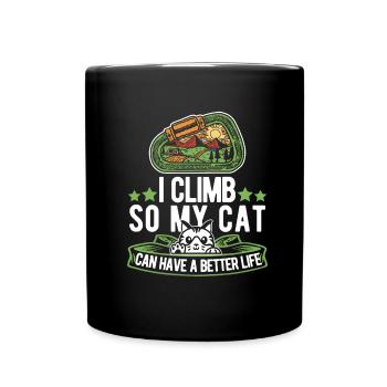 Klettern Kletterer Katze - Tasse einfarbig - Schwarz - Vorne