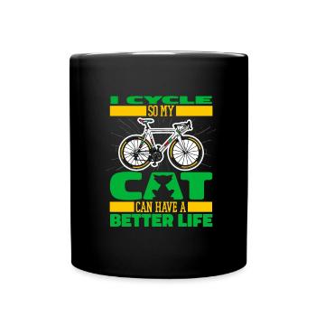 Vélo de route Cycliste Chat - Mug uni - noir - Devant