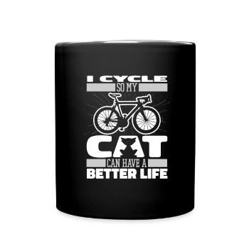 Vélo de route Cycliste Chat - Mug uni - noir - Devant
