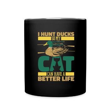 Duck Hunting Duck Hunting Cat - Full Colour Mug - black - Front