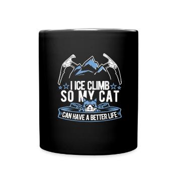 Eisklettern Katze - Tasse einfarbig - Schwarz - Vorne