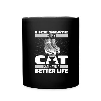 Schlittschuhlaufen Katze - Full Colour Mug - black - Front