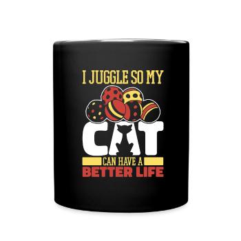 Juggling juggler cat - Full Colour Mug - black - Front
