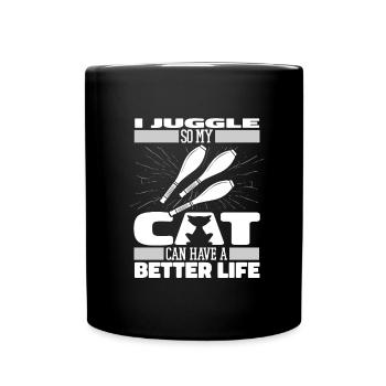 Juggling Juggler Cat - Full Colour Mug - black - Front