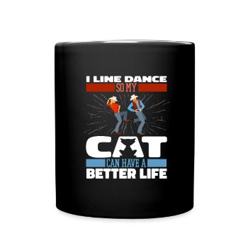 Line Dance Cat - Full Colour Mug - black - Front