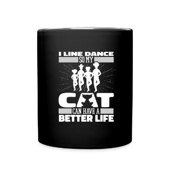 Line Dance Cat - Full Colour Mug - black - Front