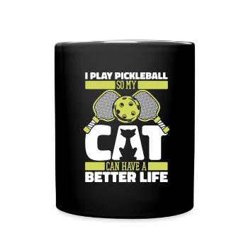 Pickleball cat - Full Colour Mug - black - Front