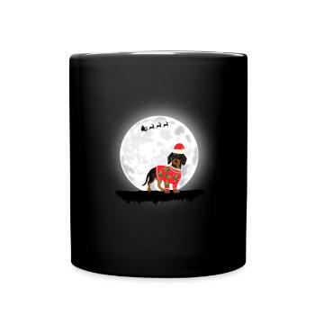 Dackel Weihnachten Geschenk - Tasse einfarbig - Schwarz - Vorne