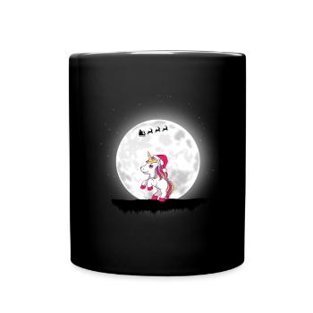 Weihnachten Mädchen Jungen Weihnachten Einhorn - Tasse einfarbig - Schwarz - Vorne