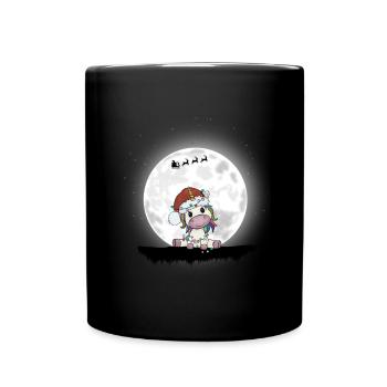 Weihnachten Mädchen Jungen Weihnachten Einhorn - Tasse einfarbig - Schwarz - Vorne