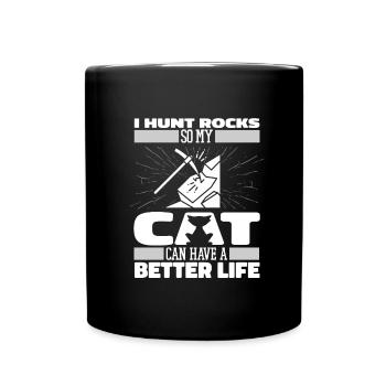 Géologue Collectionneur de pierres Chat - Mug uni - noir - Devant