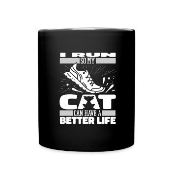 coureur joggeur coureur chat de course - Mug uni - noir - Devant