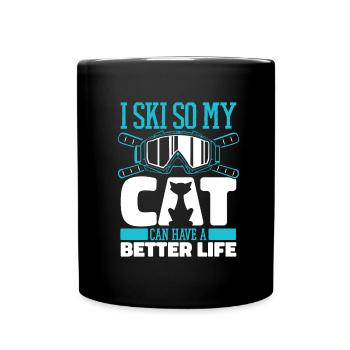 Skifahren Apres Ski Katze - Tasse einfarbig - Schwarz - Vorne