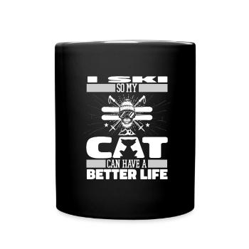 Skifahren Apres Ski Katze - Tasse einfarbig - Schwarz - Vorne