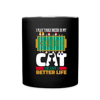 Tischfußball Kicker Katze - Tasse einfarbig - Schwarz - Vorne