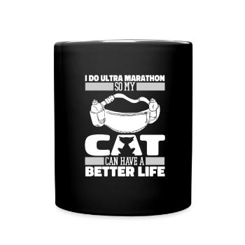 Ultramarathon Katze - Tasse einfarbig - Schwarz - Vorne