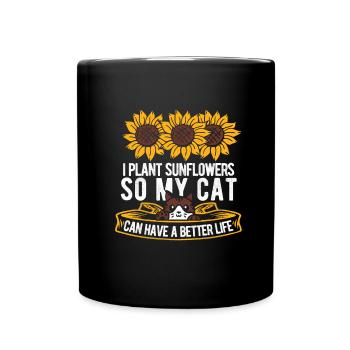 Chat tournesol - Mug uni - noir - Devant