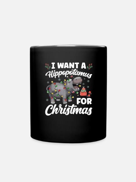 Hippopotame de Noël hippopotame cadeau - Mug uni - noir