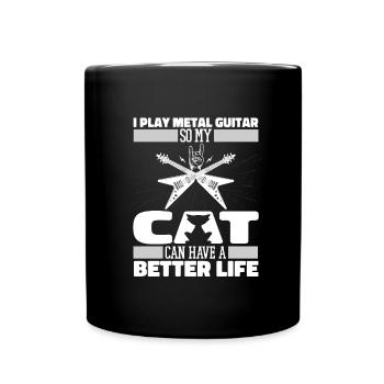 Metal Guitare Rock Guitariste Cat - Mug uni - noir - Devant
