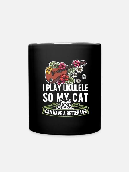 Chat ukulélé - Mug uni - noir