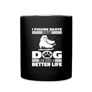 Figure Skating Figure Skating Dog - Full Colour Mug - black - Front