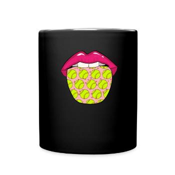 Softball Lippen - Tasse einfarbig - Schwarz - Vorne