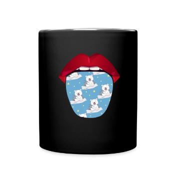Eisfischen Eisangeln Lippen - Tasse einfarbig - Schwarz - Vorne