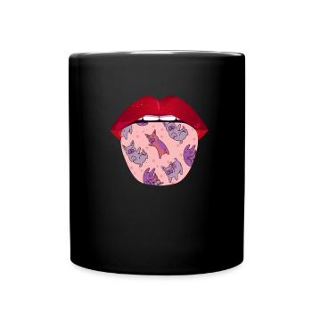 French Bulldog Zunge - Tasse einfarbig - Schwarz - Vorne