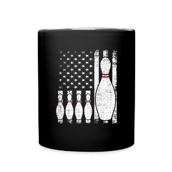 Bowling US Flagge Bowling-Spieler - Tasse einfarbig - Schwarz - Vorne