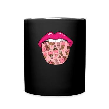 Eiscreme Zunge - Tasse einfarbig - Schwarz - Vorne