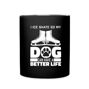 Schlittschuhlaufen Hund - Tasse einfarbig - Schwarz - Vorne