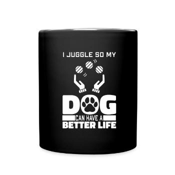 Jonglieren Jongleur Hund - Tasse einfarbig - Schwarz - Vorne