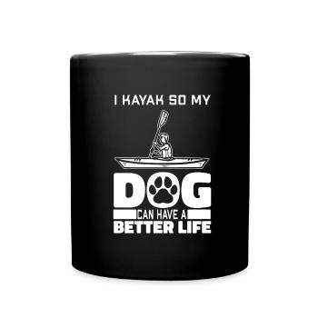 Kayaker dog - Full Colour Mug - black - Front