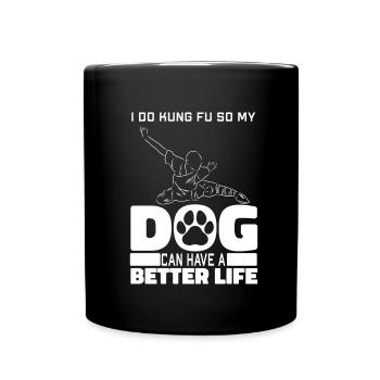 Kung Fu Hund - Tasse einfarbig - Schwarz - Vorne