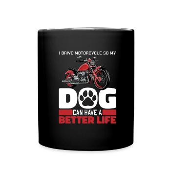 Motorcycle Biker Motorbike Dog - Full Colour Mug - black - Front