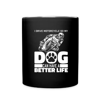 Motorcycle Biker Motorbike Dog - Full Colour Mug - black - Front
