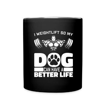Weightlifting Weightlifting Dog - Full Colour Mug - black - Front