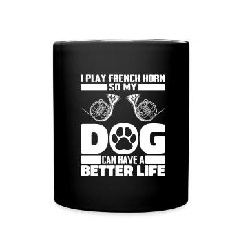 Hornist French Horn Hund - Tasse einfarbig - Schwarz - Vorne