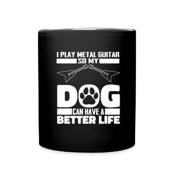 Metal Gitarre Rock Gitarrist Hund - Tasse einfarbig - Schwarz - Vorne