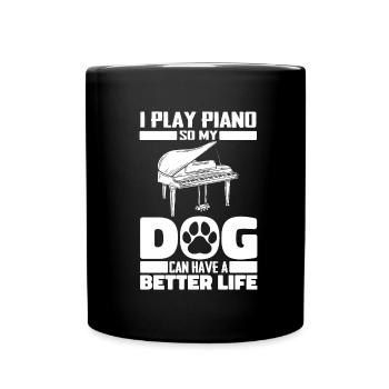 Pianist Klavier Piano Hund - Tasse einfarbig - Schwarz - Vorne