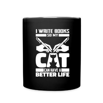 Schriftsteller Autor Katze - Tasse einfarbig - Schwarz - Vorne