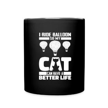 Chat de montgolfière - Mug uni - noir - Devant