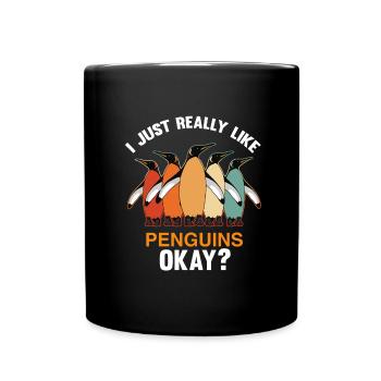 ich mag einfach pinguine ok Pinguin Vintage - Tasse einfarbig - Schwarz - Vorne