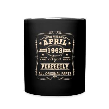 Vintage April 1962 Geburtstag - Tasse einfarbig - Schwarz - Vorne