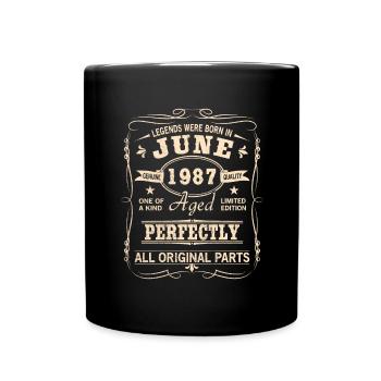 Vintage June 1987 Birthday - Full Colour Mug - black - Front