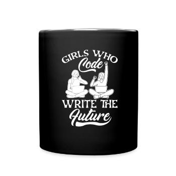 Developer Coder Programmer Girl - Full Colour Mug - black - Front