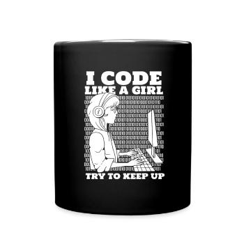 Developer Coder Programmer Girl - Full Colour Mug - black - Front