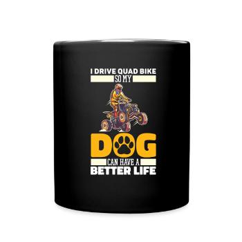 Quad Bike Hund - Tasse einfarbig - Schwarz - Vorne