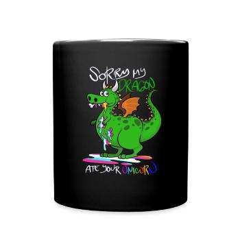 Dragon eats unicorn - Full Colour Mug - black - Front
