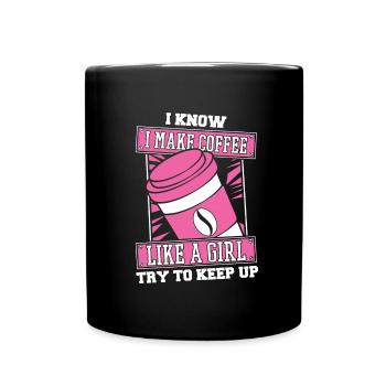 Barista Kaffee Mädchen - Tasse einfarbig - Schwarz - Vorne